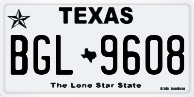 TX license plate BGL9608