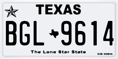 TX license plate BGL9614