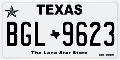 TX license plate BGL9623