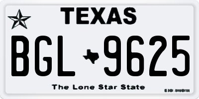TX license plate BGL9625