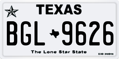 TX license plate BGL9626