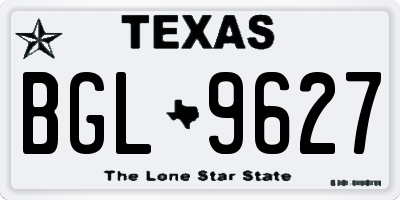TX license plate BGL9627