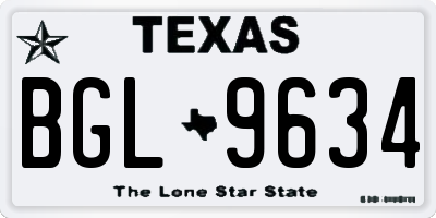 TX license plate BGL9634