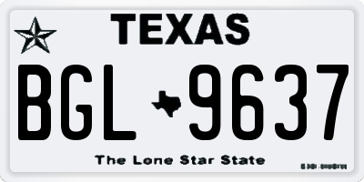 TX license plate BGL9637