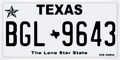 TX license plate BGL9643