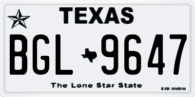 TX license plate BGL9647