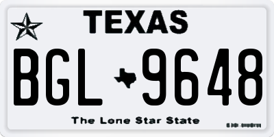 TX license plate BGL9648