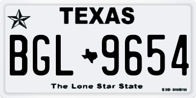 TX license plate BGL9654