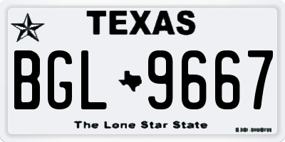 TX license plate BGL9667