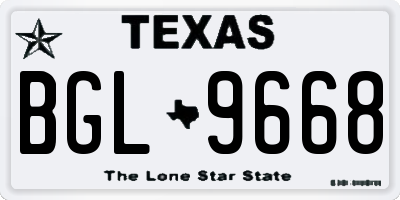 TX license plate BGL9668