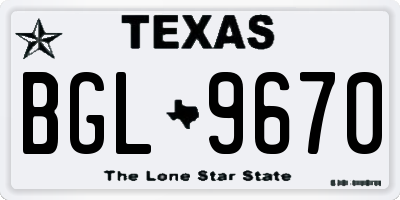 TX license plate BGL9670