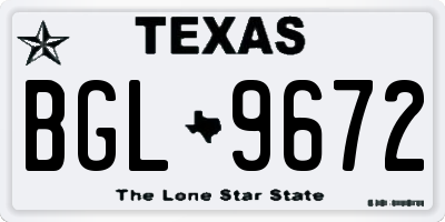 TX license plate BGL9672