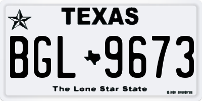 TX license plate BGL9673