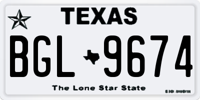 TX license plate BGL9674