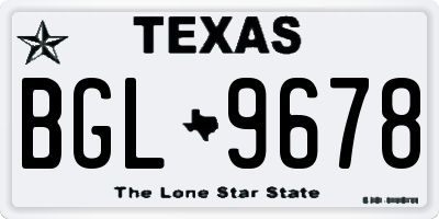TX license plate BGL9678