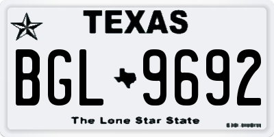 TX license plate BGL9692
