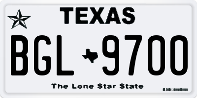 TX license plate BGL9700