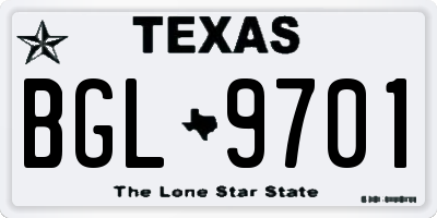 TX license plate BGL9701