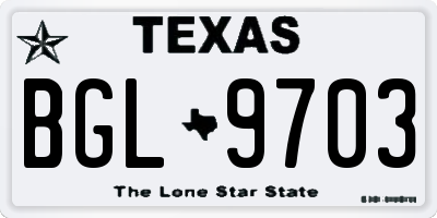 TX license plate BGL9703