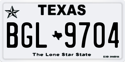 TX license plate BGL9704