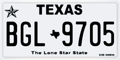 TX license plate BGL9705