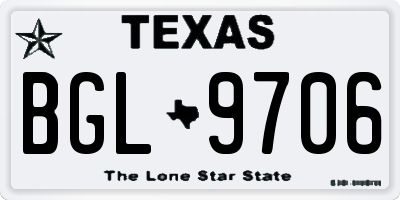 TX license plate BGL9706