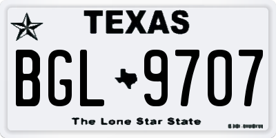TX license plate BGL9707