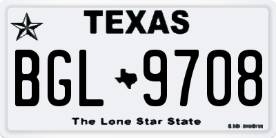 TX license plate BGL9708