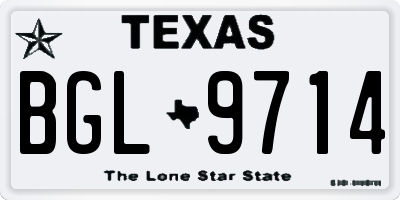 TX license plate BGL9714