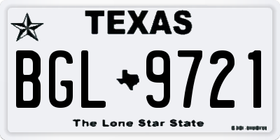 TX license plate BGL9721