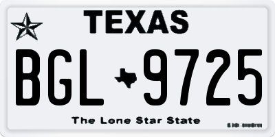 TX license plate BGL9725