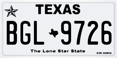 TX license plate BGL9726