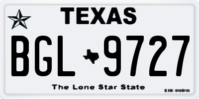 TX license plate BGL9727