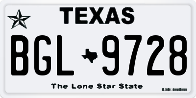 TX license plate BGL9728