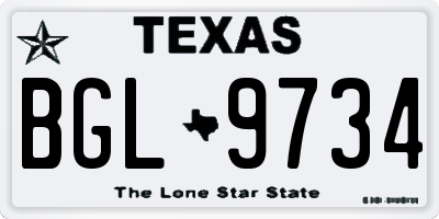 TX license plate BGL9734