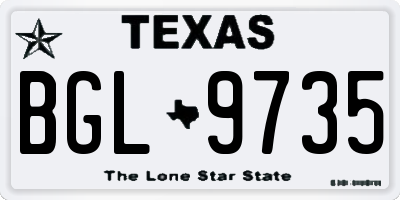TX license plate BGL9735