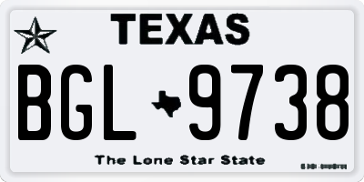 TX license plate BGL9738
