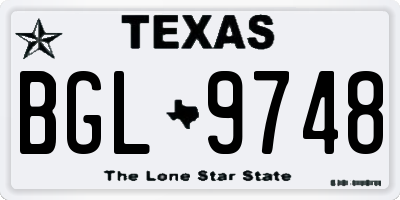 TX license plate BGL9748