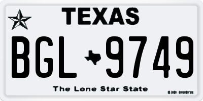 TX license plate BGL9749