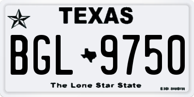 TX license plate BGL9750