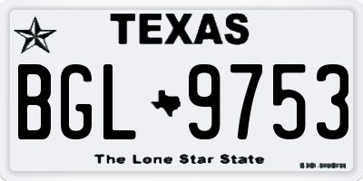 TX license plate BGL9753