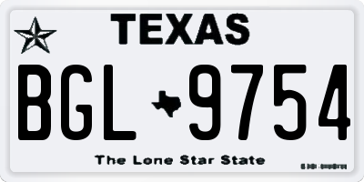 TX license plate BGL9754