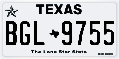 TX license plate BGL9755