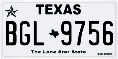 TX license plate BGL9756
