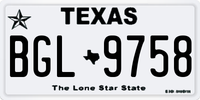 TX license plate BGL9758
