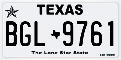 TX license plate BGL9761