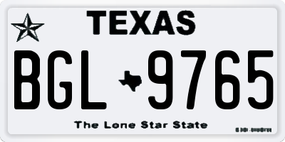 TX license plate BGL9765