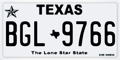 TX license plate BGL9766