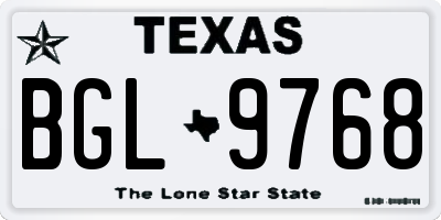 TX license plate BGL9768