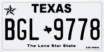 TX license plate BGL9778